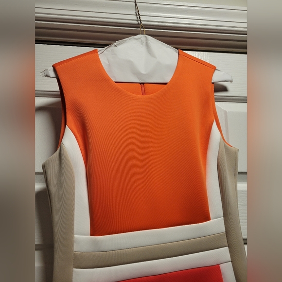 Calvin Klein geometric color block Scuba sheath dress - Picture 4 of 8